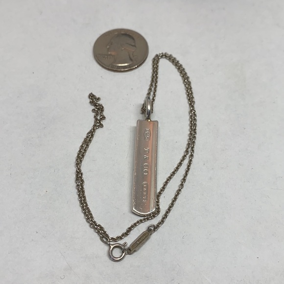 Retired Tiffany 1837 Bar Pendant and Tiffany chain - Picture 5 of 9